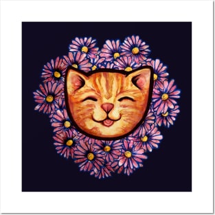 Happy Orange Tabby Cat Posters and Art